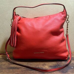 Michael Kors Orange Hobo Tassel Leather Shoulder Bag